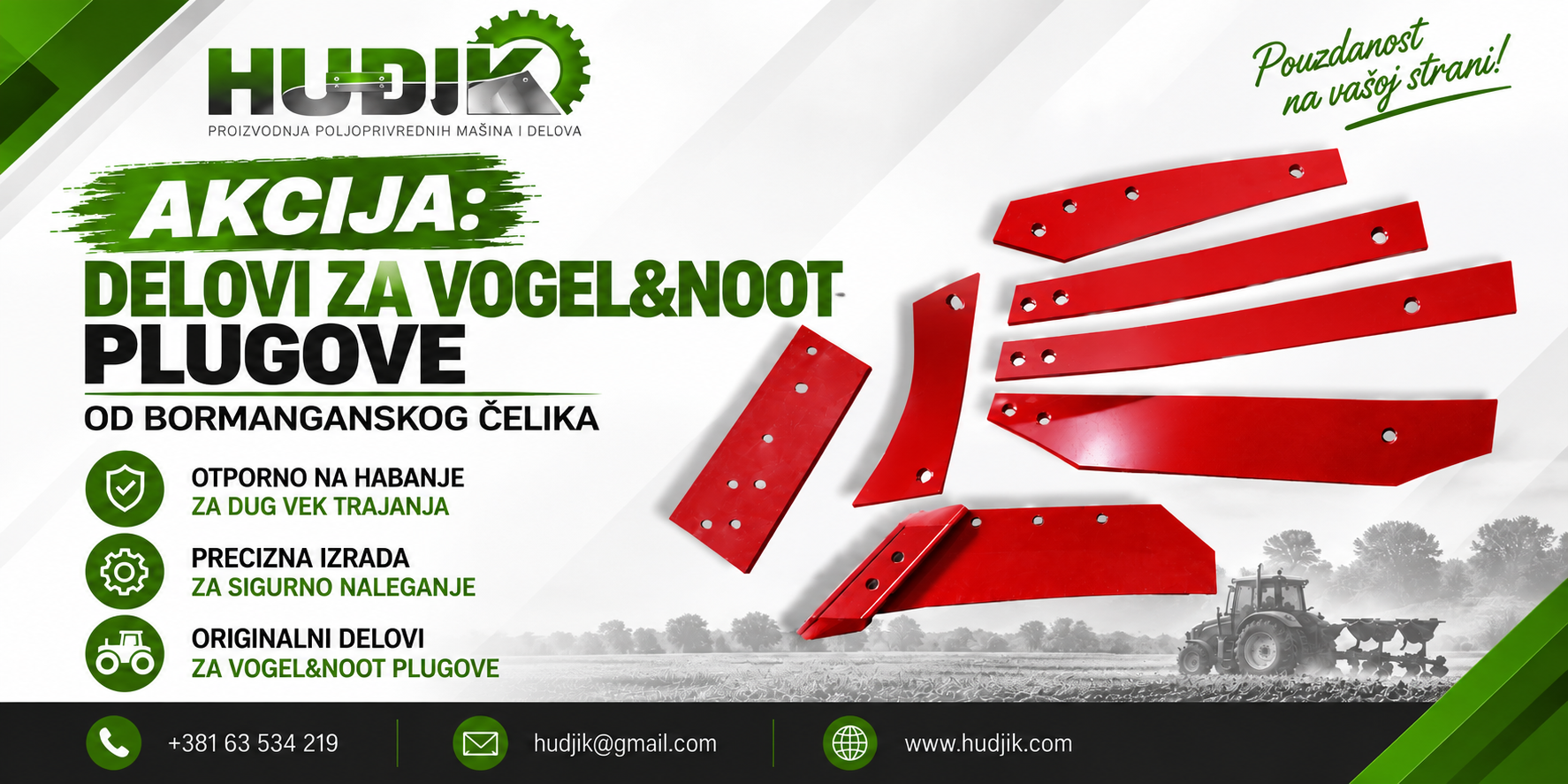 Akcija: Delovi za Vogel&Noot plugove od bormanganskog čelika